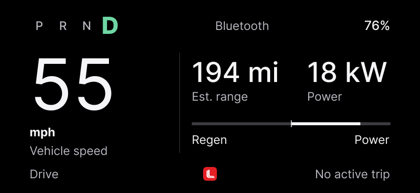 Teslane HUD · Driving with illustrative California data