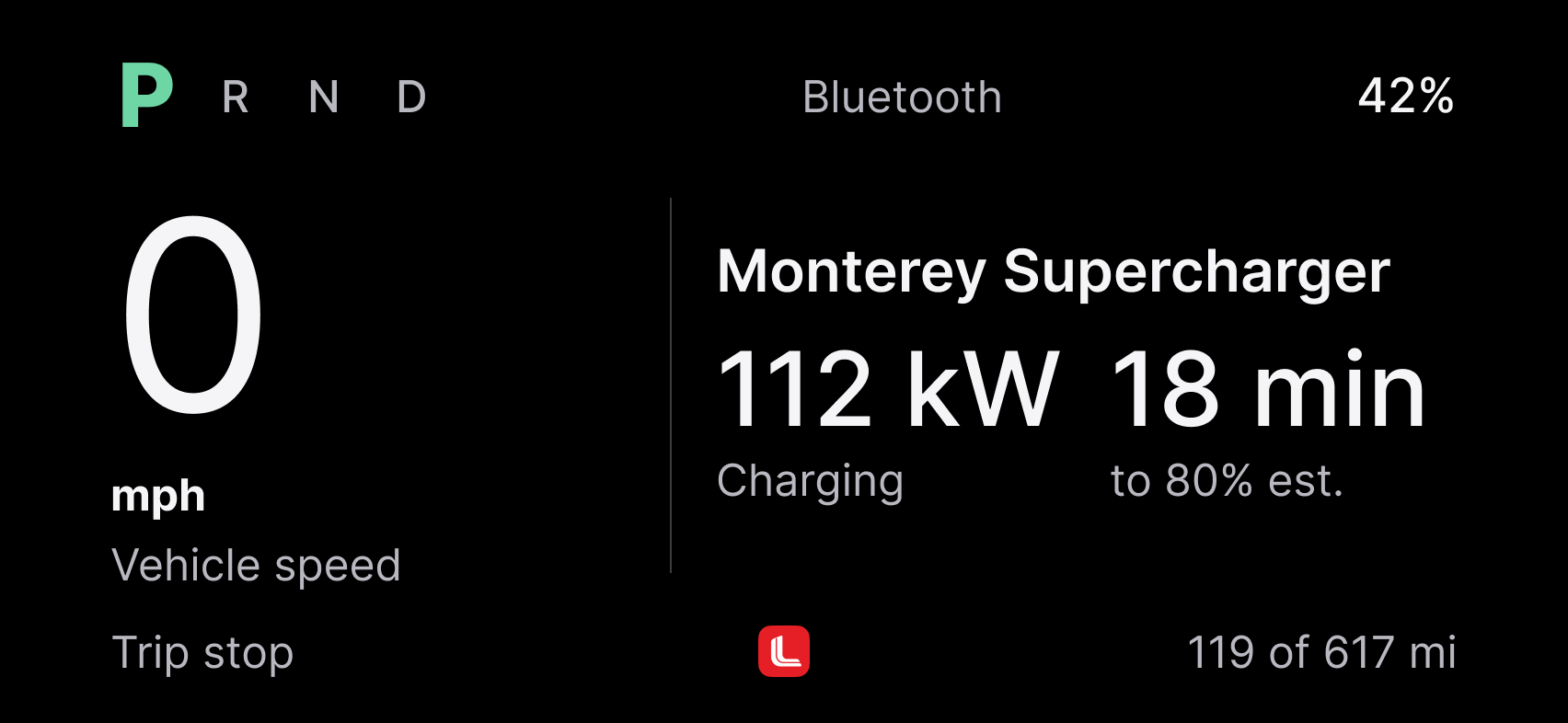 Teslane HUD · Charging stop with illustrative California data